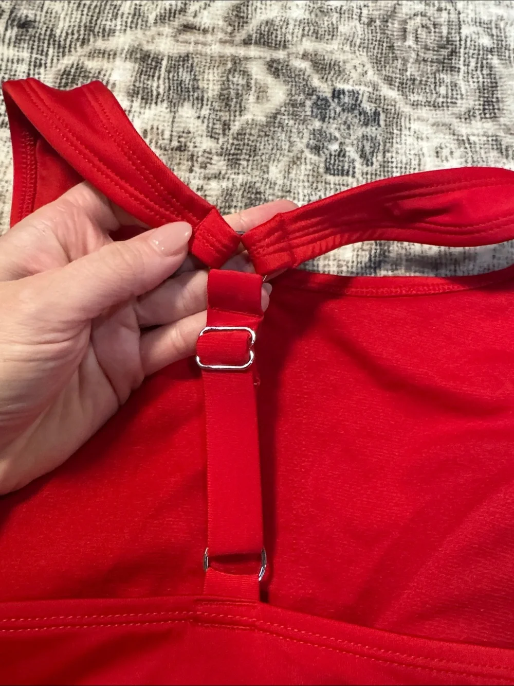 Oasis Red High-Neck Knot Front Sports Bra
